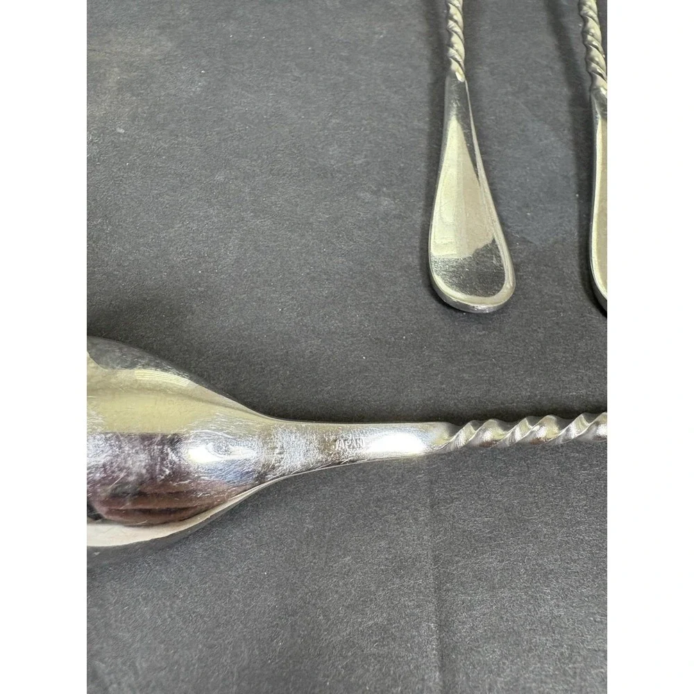 Vintage International Stainless 18/8 Japan Twisted Handle Spoons Set of 6